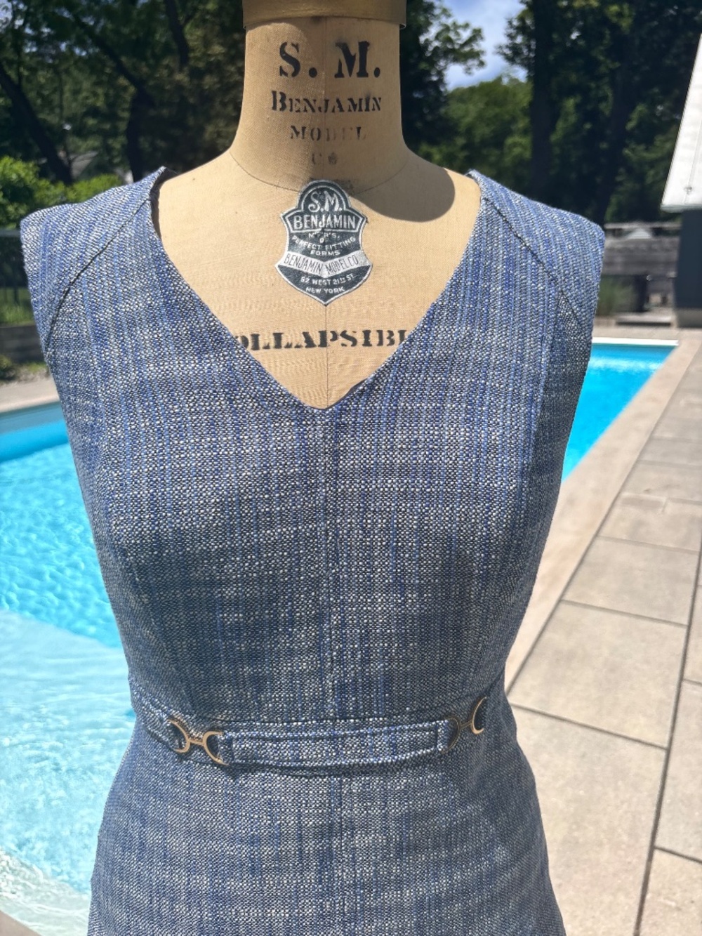 Ann Taylor Blue Tweed Fit & Flare Sleeveless Cocktail Dress Size 4 - Picture 2 of 5